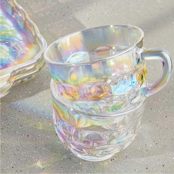 Rare Set of 4 1960's Federal Glass/Yorktown Iridescent Cups - Picture 2 of 6